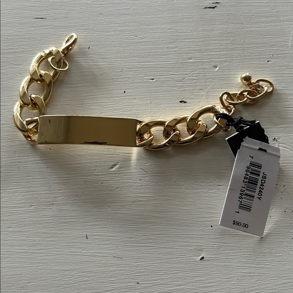 Jules Smith Men’s ID bracelet, hollow gold toned, new with tags.